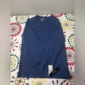 NWT Polo Ralph Lauren Long Sleeve T Shirt Navy Blue Logo Men Size: L